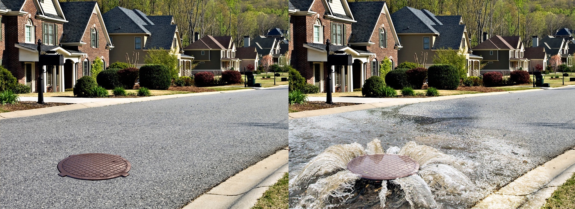 Wastewater pipe breaks in comparison with pipe without breaks